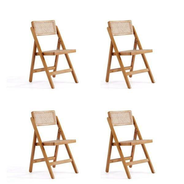 Designed To Furnish Pullman Folding Dining Chair, Nature Cane, 4PK DE3589016